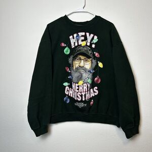 Duck Dynasty Christmas Sweater Mens XL Green Holiday Outdoor Merry Lights
